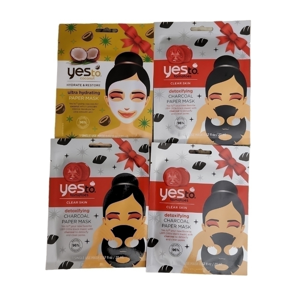Yes to Tomatoes Clear Skin Detoxifying   charcoal Facial mask lot of 4 total
